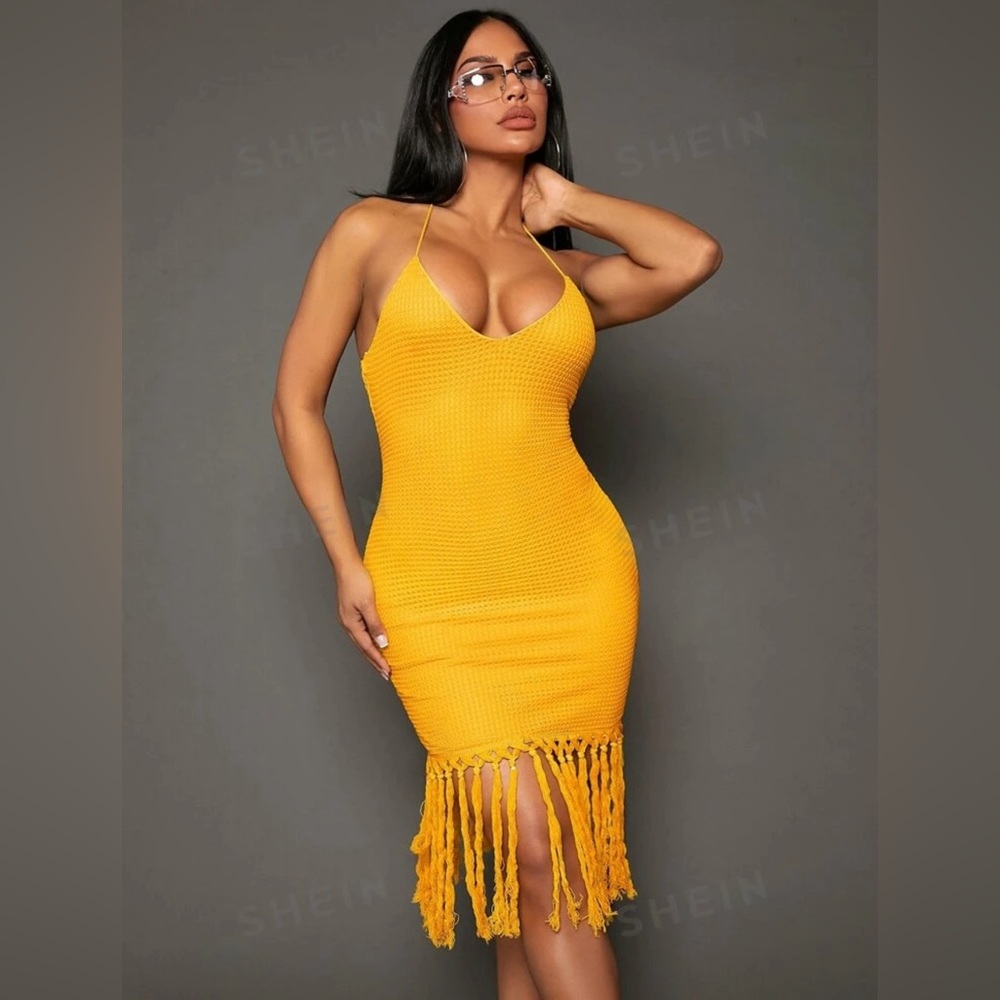 Shein Yellow Tassel Dress